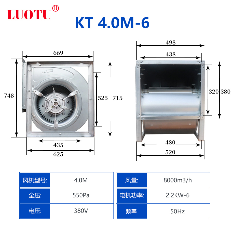 型号4.0M-6/风量8500m³/380v/2.2kw